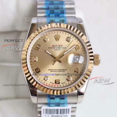 Perfect Replica New 2019 Rolex DateJust 36mm Gold Face Swiss Watch